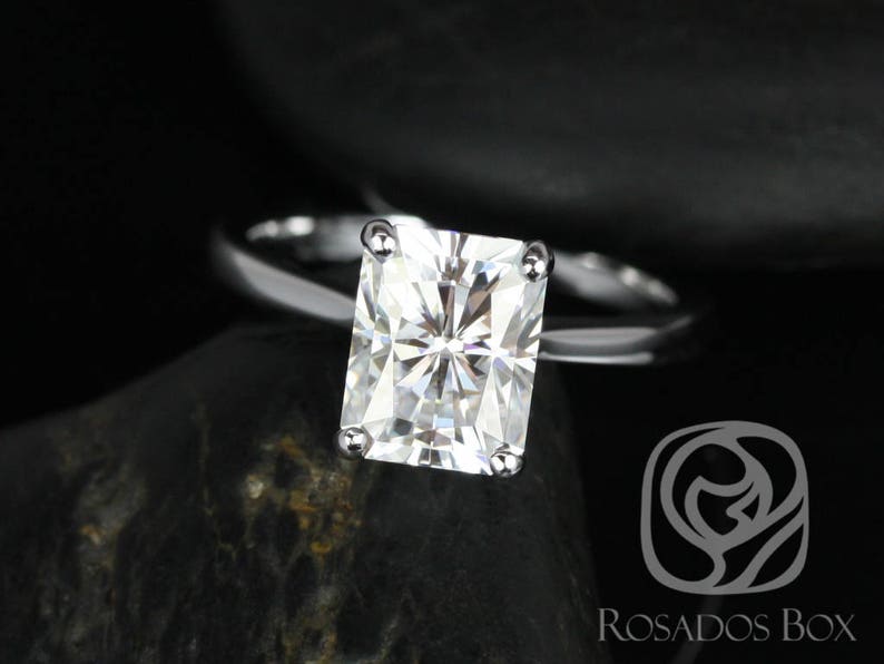 2.70ct Skinny Nancy 9x7mm 14kt Moissanite Cathedral Radiant Solitaire Ring,Radiant Engagement Ring,Unique Wedding Ring,Anniversary Ring, image 4