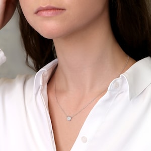 Ready to Ship Diskco 7mm 14kt Rose Gold Diamond Minimalist Necklace,Dainty Diamond Necklace,Layering Necklace,Anniversary Gift,Fine Jewelry