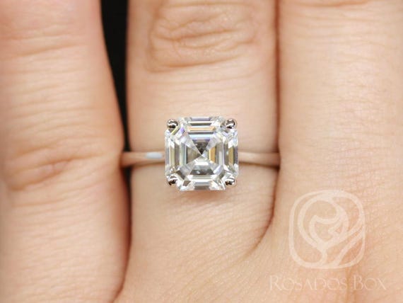 2.20ct Skinny Denise 8mm 14kt Moissanite Asscher Solitaire Ring,Asscher Cut Ring,Minimaist Engagement Ring,Asscher Wedding Ring,Unique Ring