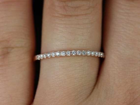 14kt Matching Band Barra in 6mm/7mm Diamond HALFWAY Eternity Ring,Petite Diamond Ring,Dainty Wedding Ring,Diamond Eternity,Anniversary Gift