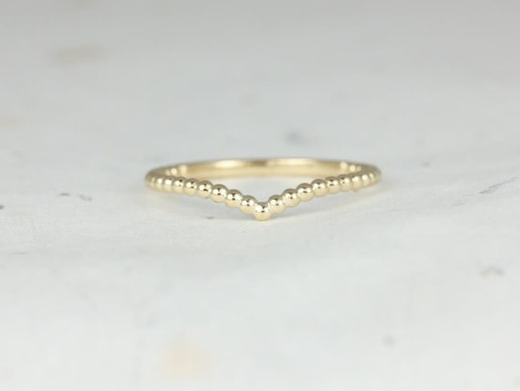 Bodhi 14kt Gold Chevron Ring,Beads Stacking Ring,Beads Band,Dainty Gold Ring,Unique V Ring,Wedding Ring,Curved Wedding Ring,Layering Jewelry