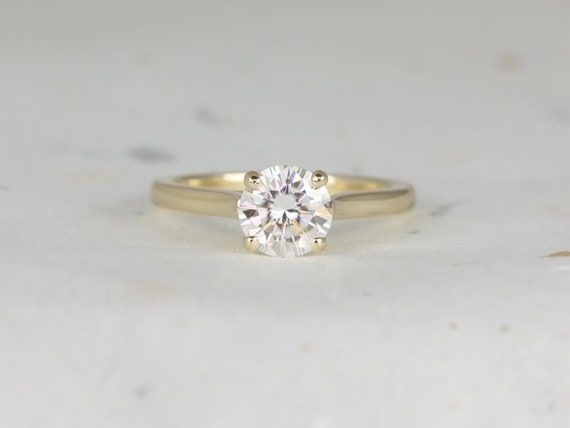 1.20ct Lara 7mm 14kt Gold Forever One Moissanite Trellis Lucida Cathedral Round Solitaire Engagement Ring