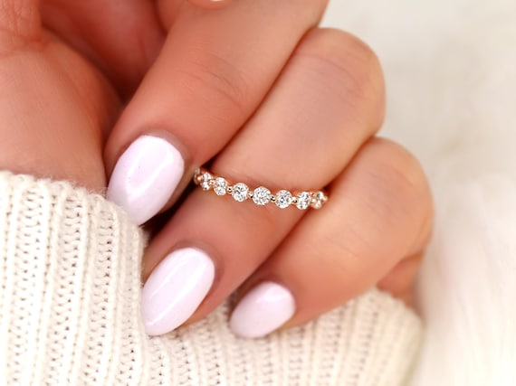 Original Naomi 14kt Diamond Minimalist ALMOST Eternity Ring,Diamond Wedding Ring,Diamond Eternity Band,Anniversary Gift,Push Present