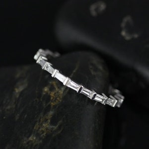 Ready to Ship Baguettella (size 5.75) 14kt White Gold Horizontal Baguette Diamond  FULL Eternity Ring,Baguette Band,Baguette Eternity Ring