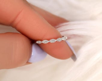 14kt Matching Band Christie/Katya/Samantha WITHOUT Milgrain Diamond HALFWAY Eternity Ring,Scalloped Diamond Ring,Art Deco Ring,Unique Ring