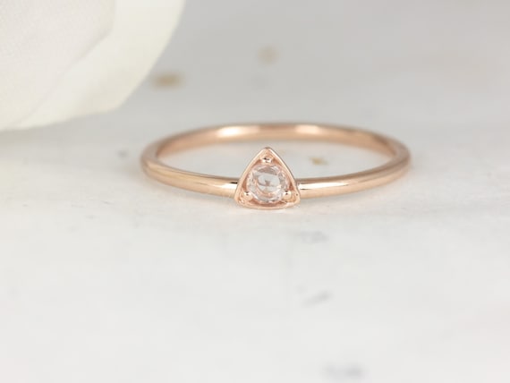 Ultra Petite Zelda 14kt Rose Cut White Sapphire Stacking Ring,September Birthstone,Sapphire Ring,Gift For Her,Birthday Gift,Dainty Ring