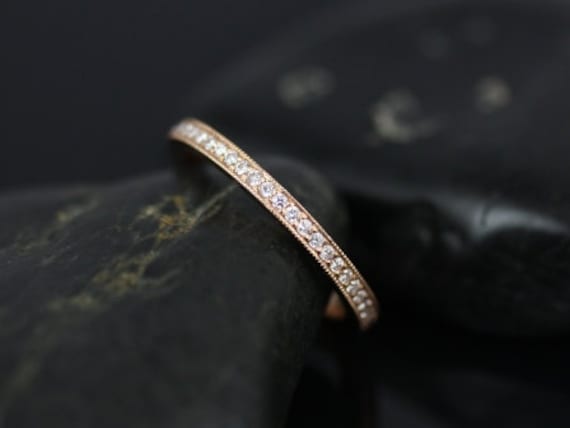 Ready to Ship Victoria 18kt Rose Gold WITH Milgrain Diamonds FULL Eternity Ring,Diamond Ring,Diamond Stacking Ring,Diamond Wedding Ring