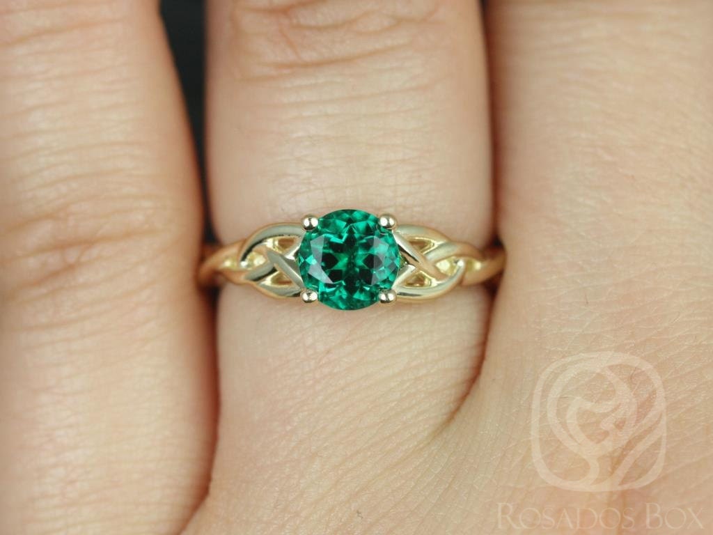 Celtic Engagement Ring White Gold and Emerald ENG9 - Doron Merav
