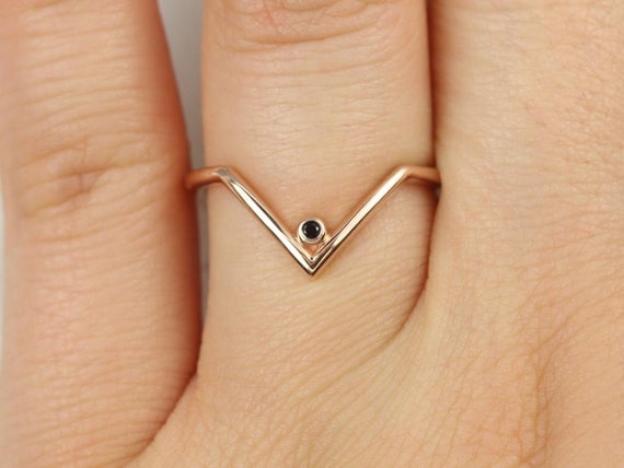 Gem Femme 14kt  Sapphire Diamond V Ring,Nesting Ring,Stacking Ring,Chevron Ring,Unique Stackable Ring,Gift For Her,Rings for Women