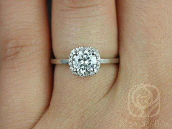 0.75ct Bella 6mm 14kt Moissanite Diamond Cushion Halo Engagement Ring,Cushion Halo Ring,Unique Engagement Ring,Anniversary Ring,Gift For Her