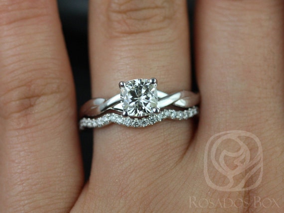Candace 6mm 14kt Gold Cushion Moissanite Twist Bridal Set Etsy UK