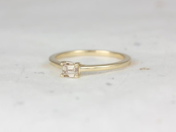 0.30ct Ready to Ship Sahara 14kt Gold Cognac Diamond East West Emerald Solitaire Ring,Unique Emerald Cut Ring,Unique Diamond Ring,Me Ring