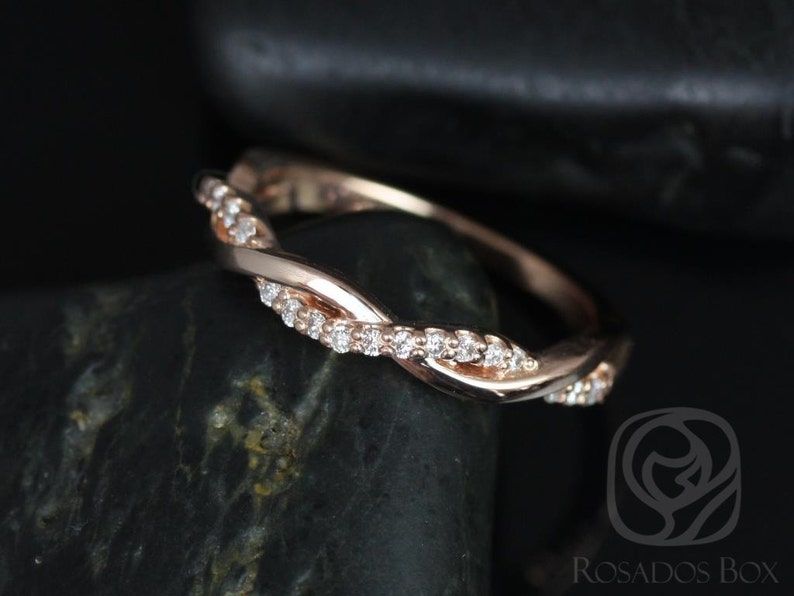 Diamond Twist Ring Weaving Braid Diamond HALFWAY Eternity image 1