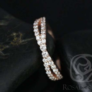 Lima 14kt Criss Cross Diamond HALFWAY Ring,Diamond Infinity Band,Unique Diamond Ring,Crossover Ring,Anniversary Gift,Diamond Wedding Ring