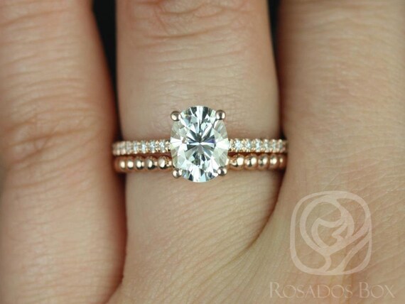 1.50ct Darcy 8x6mm & Buddha 14kt Moissanite Diamond Oval Solitaire Bridal Set,Oval Engagement Ring Set,Oval Wedding Ring Set