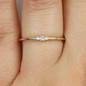 Pax 14kt Gold Diamond Petite Ring,Dainty Diamond Ring,Pinky Ring,Birthday Ring,Gift For Her,Me Ring,Diamond Wedding Ring,Dainty Ring