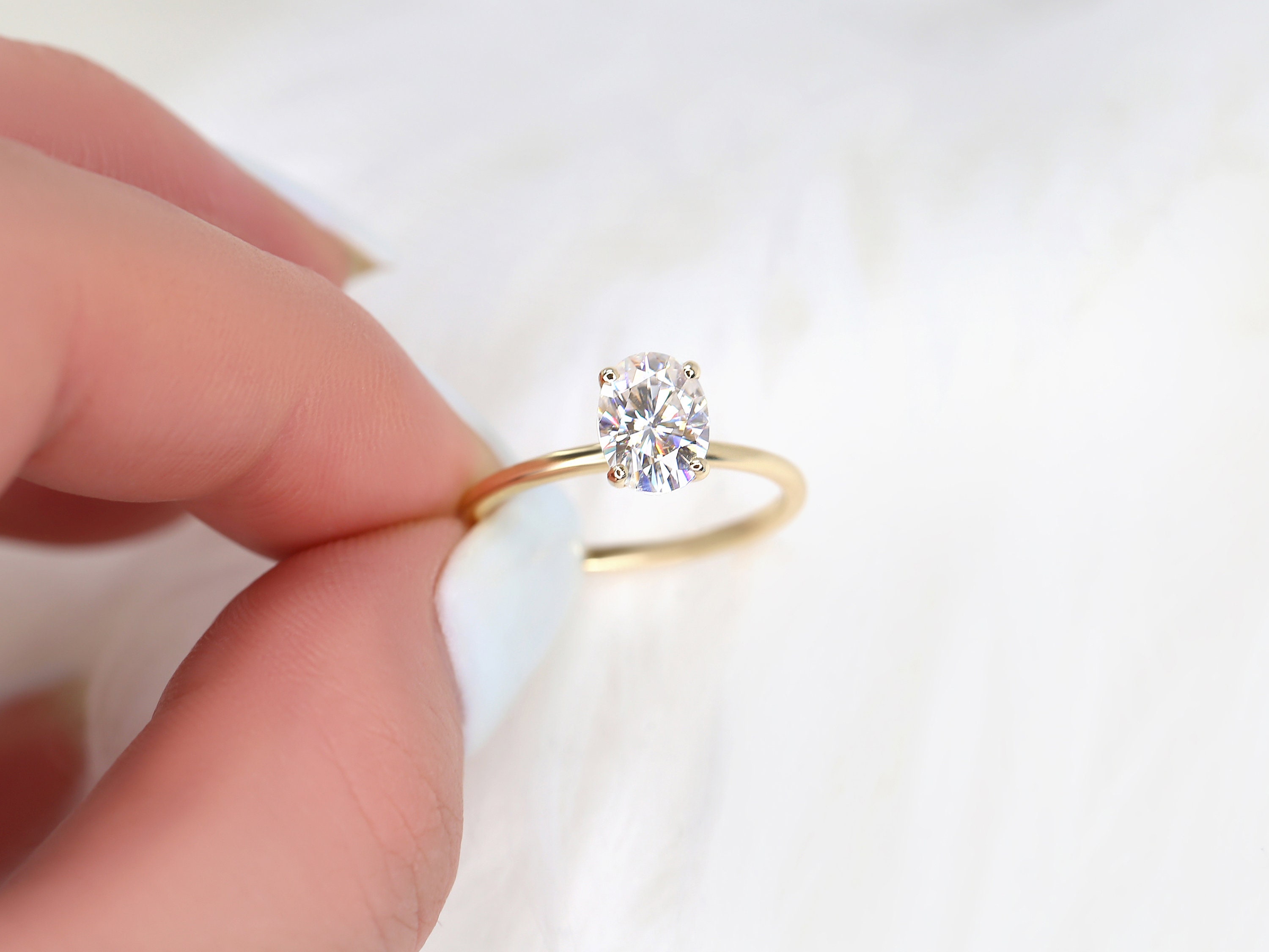 1.50ct Dakota 8x6mm 14kt Gold Moissanite Dainty Oval 