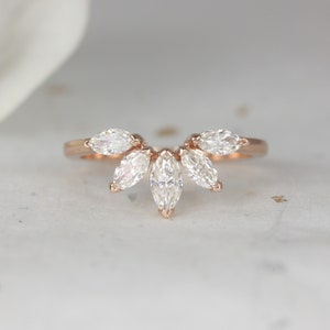 Cardi 14kt Gold Marquise Moissanite Fan Nesting Ring,Minimalist Tiara Ring,Contoured Ring,Unique Wedding Ring,Anniversary Gift,Stacking Ring