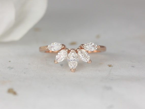 Cardi 14kt Gold Marquise Moissanite Fan Nesting Ring,Minimalist Tiara Ring,Contoured Ring,Unique Wedding Ring,Anniversary Gift,Stacking Ring