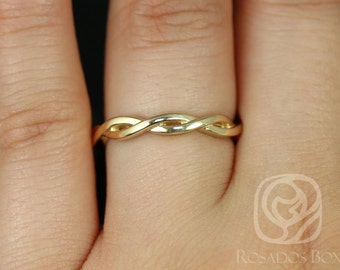 PLAIN Dusty 14kt Gold Braided Stacking Band,Overlapping Wedding Ring,Unique Wedding Ring,Twisted Band,Crossover Ring,Anniversary Gift