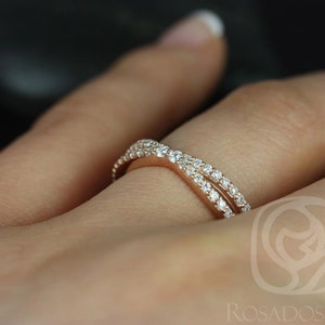 Skinny Lima 14kt Pave Diamond Band Ring,Dainty Infinity Ring,Diamond Criss Cross Ring,Crossover Band,Unique Wedding Ring,Stacking Ring image 3