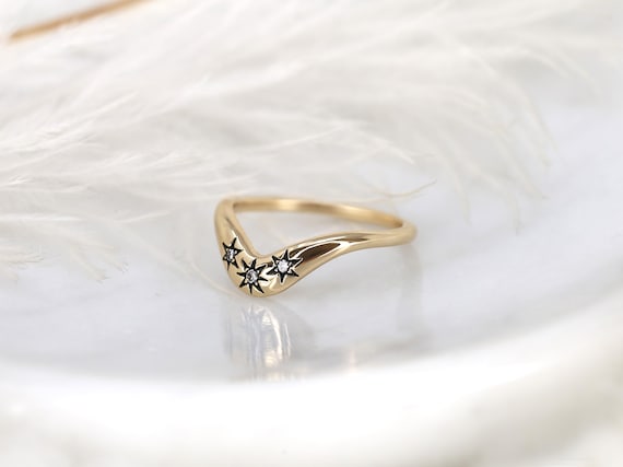 Ursa 14kt Celestial Nesting Ring,Unique Curved Wedding Ring,Nesting Band,Celestial Band,Unique Wedding Ring,Crescendo Band,Star Ring