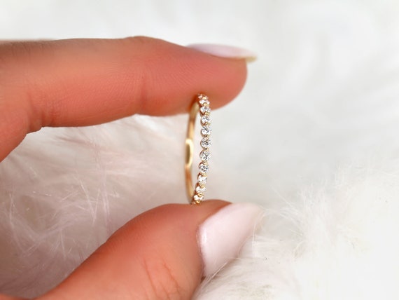 Petite Naomi 14kt White Sapphire HALFWAY Eternity Ring,Single Prong Ring,Floating Diamond Ring,Minimalist Ring,Push Present,Sapphire Ring
