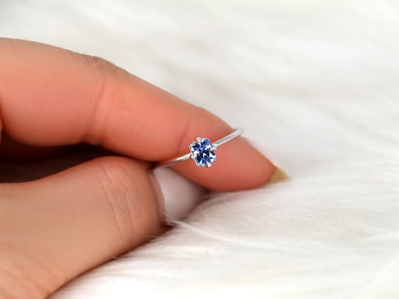 0.72ct Ready to Ship Rita 14kt White Gold Cornflower Sapphire Solitaire Ring,Radiant Cut Engagement Ring,Unique Sapphire Ring,Gift For Her