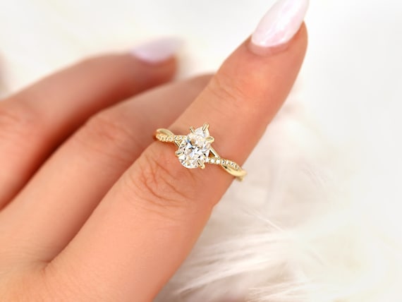 1.50ct Petite Tamara 9x6mm 14kt Gold Moissanite Diamond Twisted Crossover Pear Cut Ring,Criss Cross Pear Ring,Unique Pear Solitaire Ring