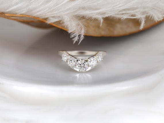 Mega Saldana 14kt Diamond Graduated Nesting Ring,Unique Curved Wedding Ring,Nesting Band,Unique Wedding Ring,Crescendo Band,Thick Gold Ring