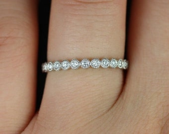Ready to Ship Petite Bubbles WITH MILGRAIN Platinum Diamond FULL Eternity Ring,Diamond Eternity Ring,Anniversary Gift,Unique Wedding Ring