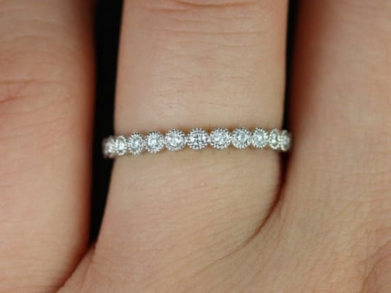 Ready to Ship Petite Bubbles WITH MILGRAIN Platinum Diamond FULL Eternity Ring,Diamond Eternity Ring,Anniversary Gift,Unique Wedding Ring