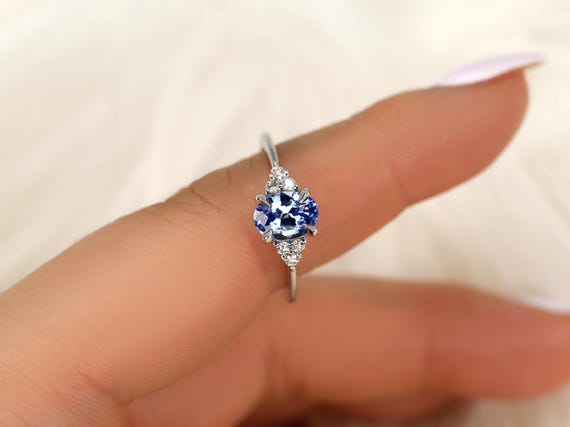 1.46ct Juniper 14kt Cornflower Sapphire Diamond Cluster Ring,Unique Sapphire Ring,Lavender Sapphire Ring,Anniversary Ring,Oval Sapphire Ring