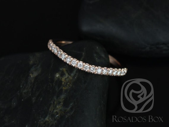 Thin Curved Diamond Matching Band to Avery 10x8mm HALFWAY Eternity,14kt Solid Rose Gold,Rosados Box