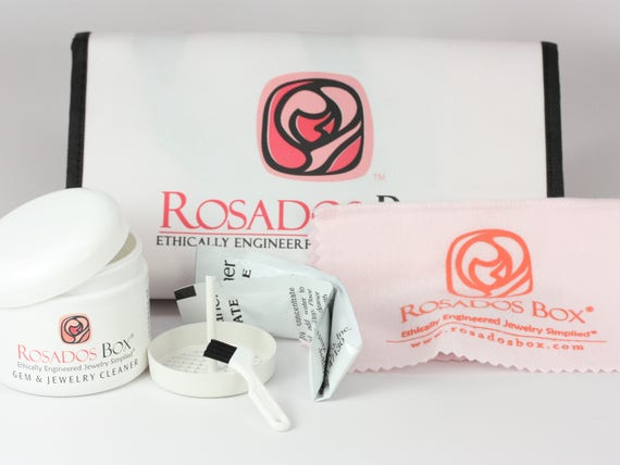 Rosados Box Non-Toxic Biodegradable Jewelry Cleaner & Polishing Cloth Set