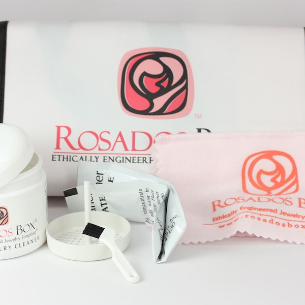 Rosados Box Non-Toxic Biodegradable Jewelry Cleaner & Polishing Cloth Set