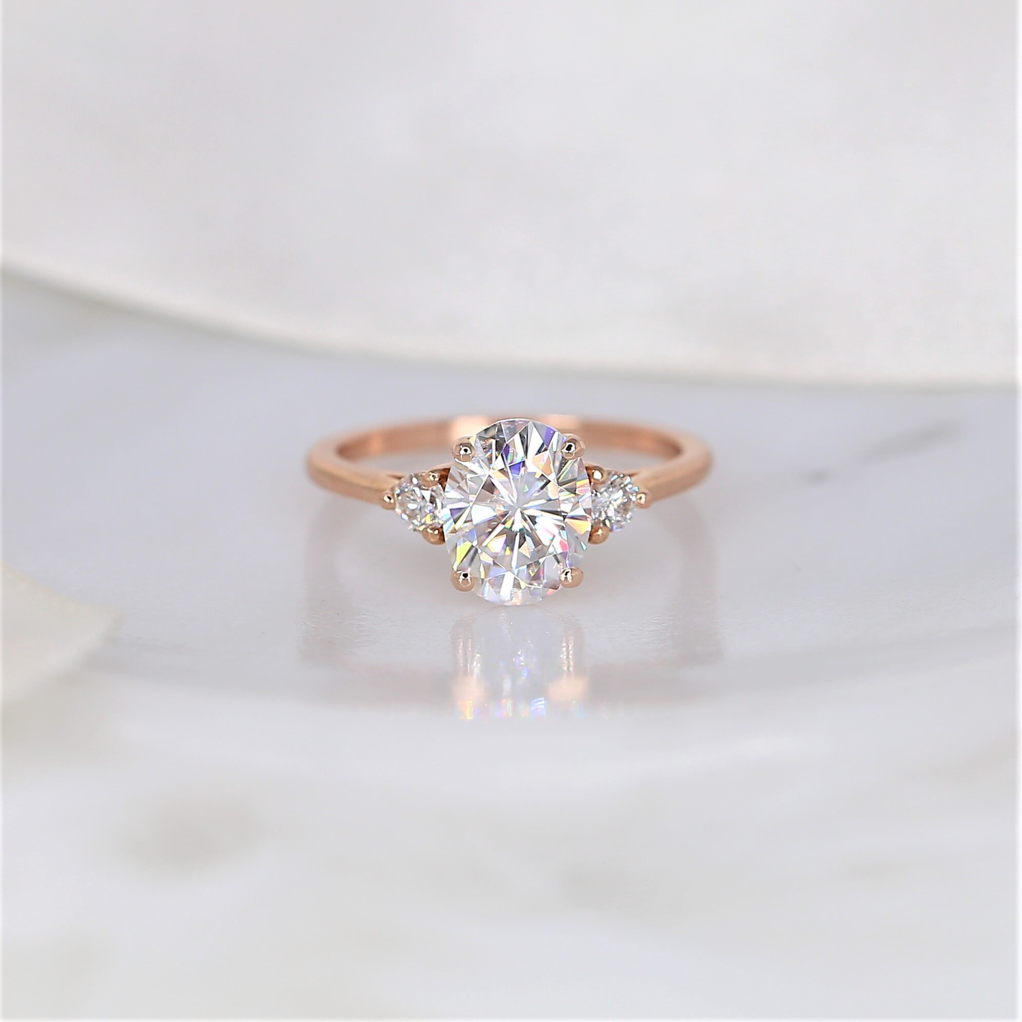 2ct Gloria 9x7mm 14kt Rose Gold Forever One Moissanite - Etsy Canada
