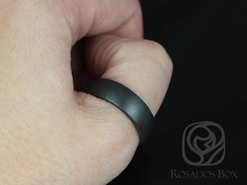 Rosados Box Mason 7mm Matte Black Zirconium Classic Plain Band