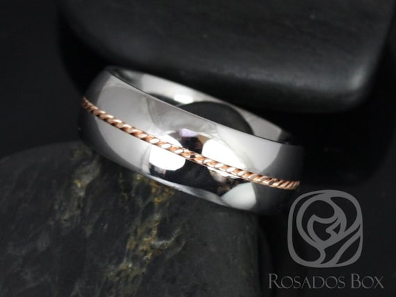 Darth 8mm 14kt Rose Gold & Cobalt Single Braided Band