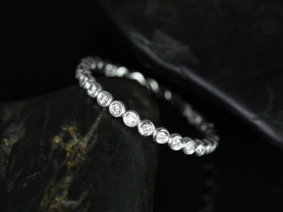 Ready to Ship Petite Bubbles 14kt White Gold WITHOUT Milgrain Diamond FULL Eternity Ring,Dainty Diamond Ring,Diamond Eternity Ring