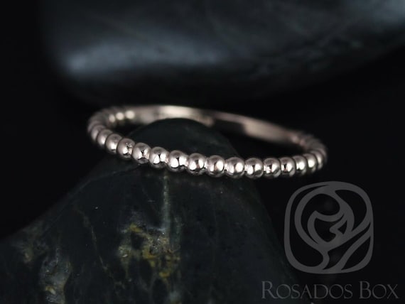 Ready to Ship 14kt WHITE Gold Petite Buddha Beads Plain Wedding Band