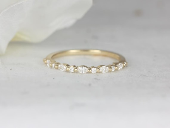 Ready to Ship Ultra Petite Cher 14kt Marquise Round Diamond HALFWAY Eternity Ring,Floating Diamond,Single Prong Ring,Unique Wedding Ring