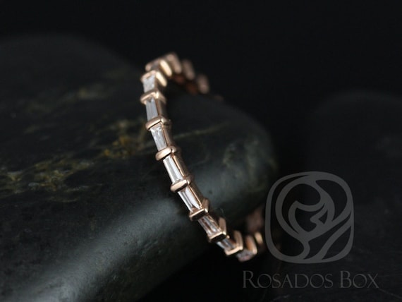 Ready to Ship Baguettella (size 8) 14kt Rose Gold Dainty East West Baguette Diamond FULL Eternity Stacking Band Ring