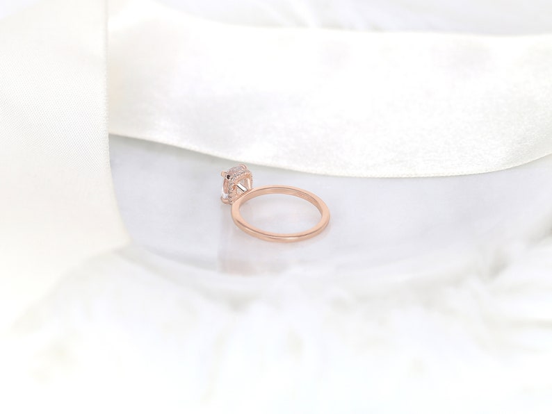 1.79ct Ready to Ship Tansy 14kt Rose Gold Faint Blush Champagne Sapphire Cushion Hidden Halo Ring,Unique Sapphire Ring,Secret Halo Ring image 4