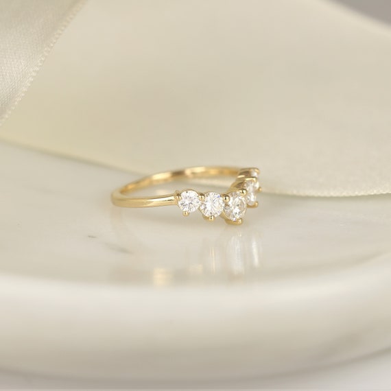 DIAMOND FREE Glen 14kt Gold Moissanite Graduated Tiara Nesting Ring,Contoured Ring,Curved Ring,Unique Wedding Ring,Anniversary Gift