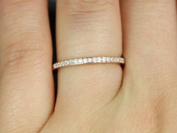 Ready to Ship 14kt Rose Gold Matching Band to Diana Diamond HALFWAY Eternity Ring,Diamond Eternity Band,Anniversary Ring,Art Deco Band