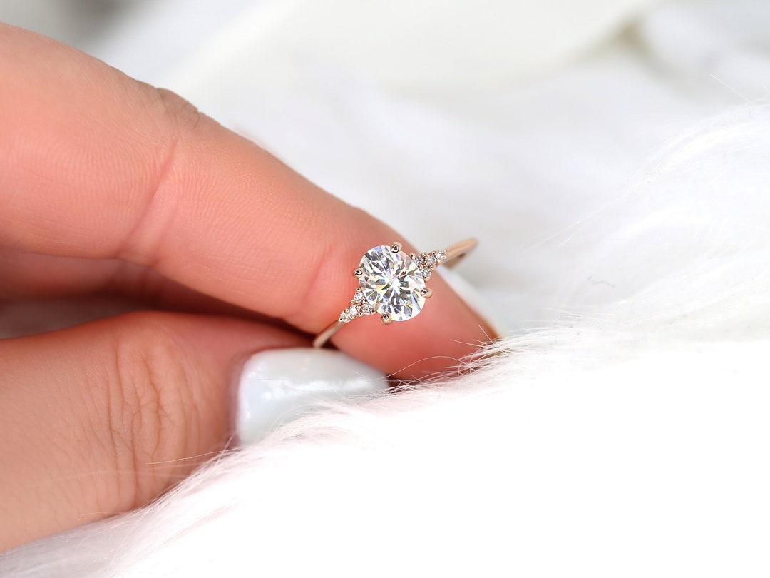 1.50cts Petite Ellis 8x6mm 14kt Solid Gold Forever One Moissanite Diamond  Pear 3 Stone Dainty