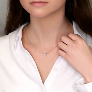 0.35ct Melodie 14kt Gold Trio Diamond Necklace,Minimalist Dainty 3 Stone Diamond Necklace,Gift For Her,Anniversary Gift,Past Present Future