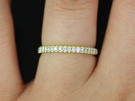 Kierra 14kt Gold Diamond HALFWAY Eternity Ring,Pave Diamond Ring,Dainty Diamond Band,Diamond Wedding Ring,Anniversary Ring,Stackable Ring