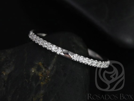 Thin Diamond Notched Matching Band to Eloise 6.5mm ALMOST Eternity Ring,14kt White Gold